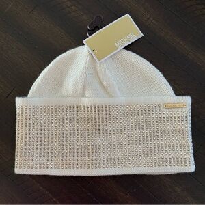 NWT MICHAEL Michael Kors Knit Beanie Cap with Studded Embellishment